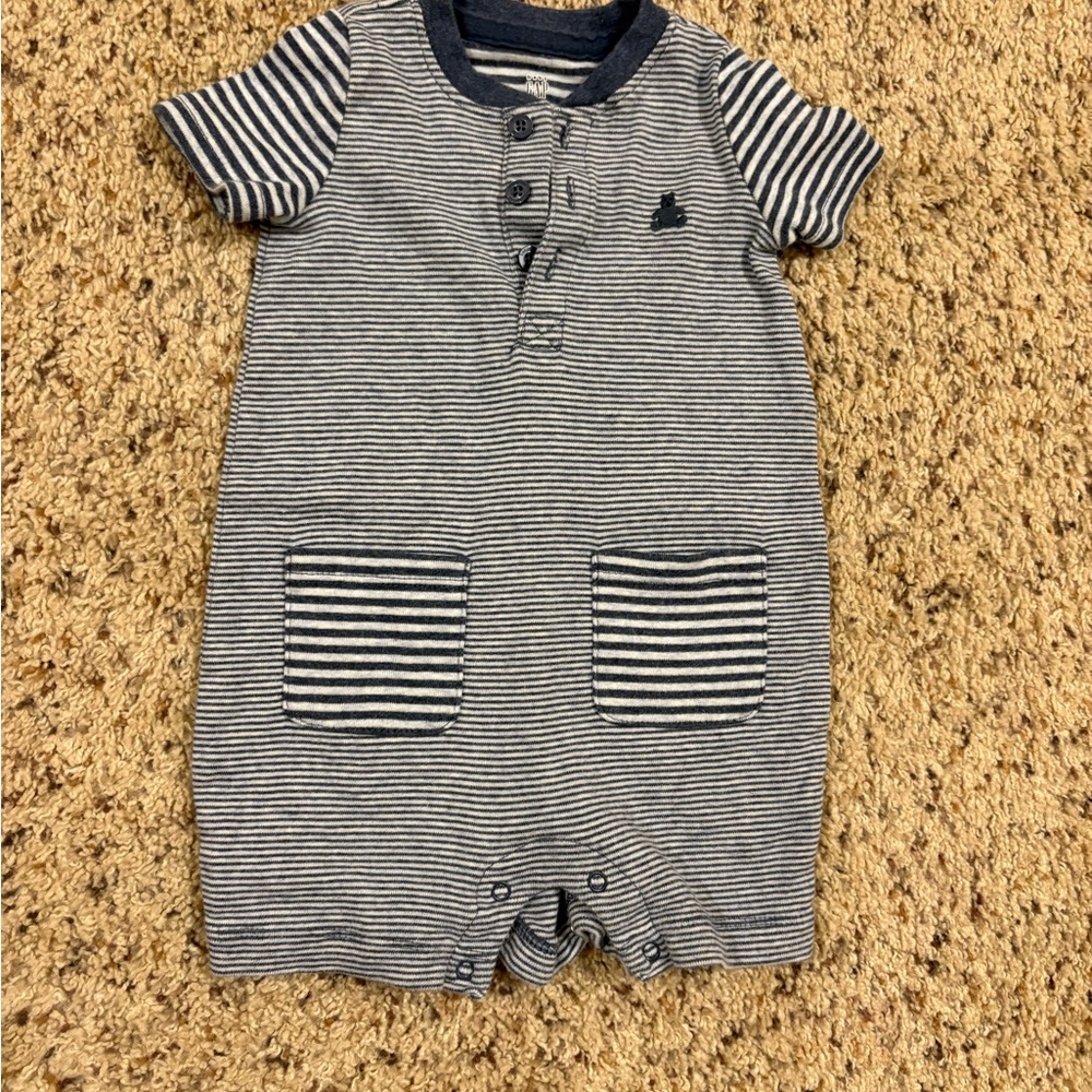 GAP Blue and White Striped Baby Romper